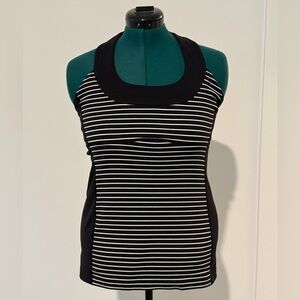 Lululemon Striped Yoga Tank Mesh Racerback Built In Bra Black & White (Est 6)